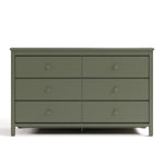 alpine 6 drawer dresser olive front view
