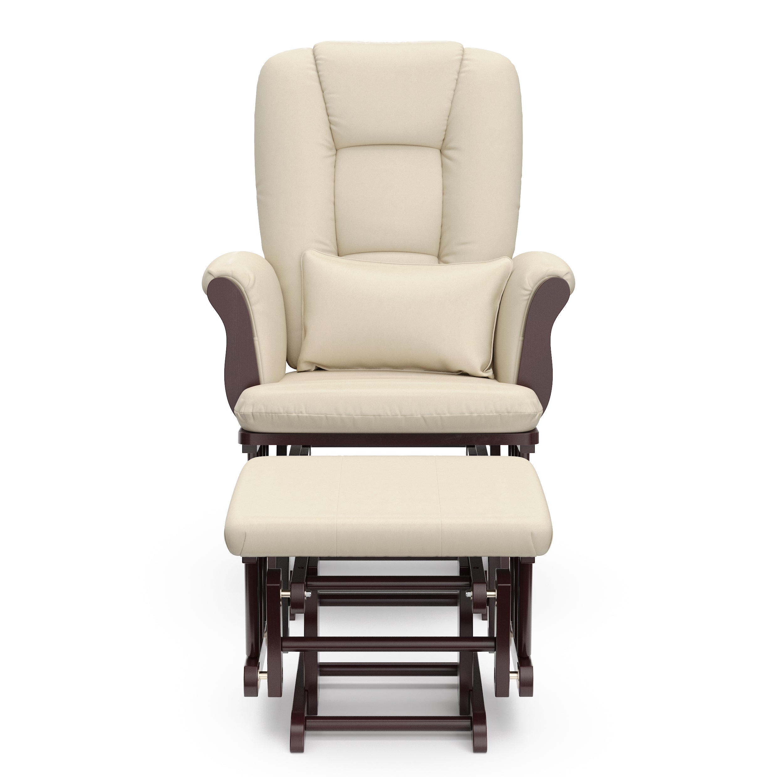 Tuscany espresso with beige glider and ottoman front view