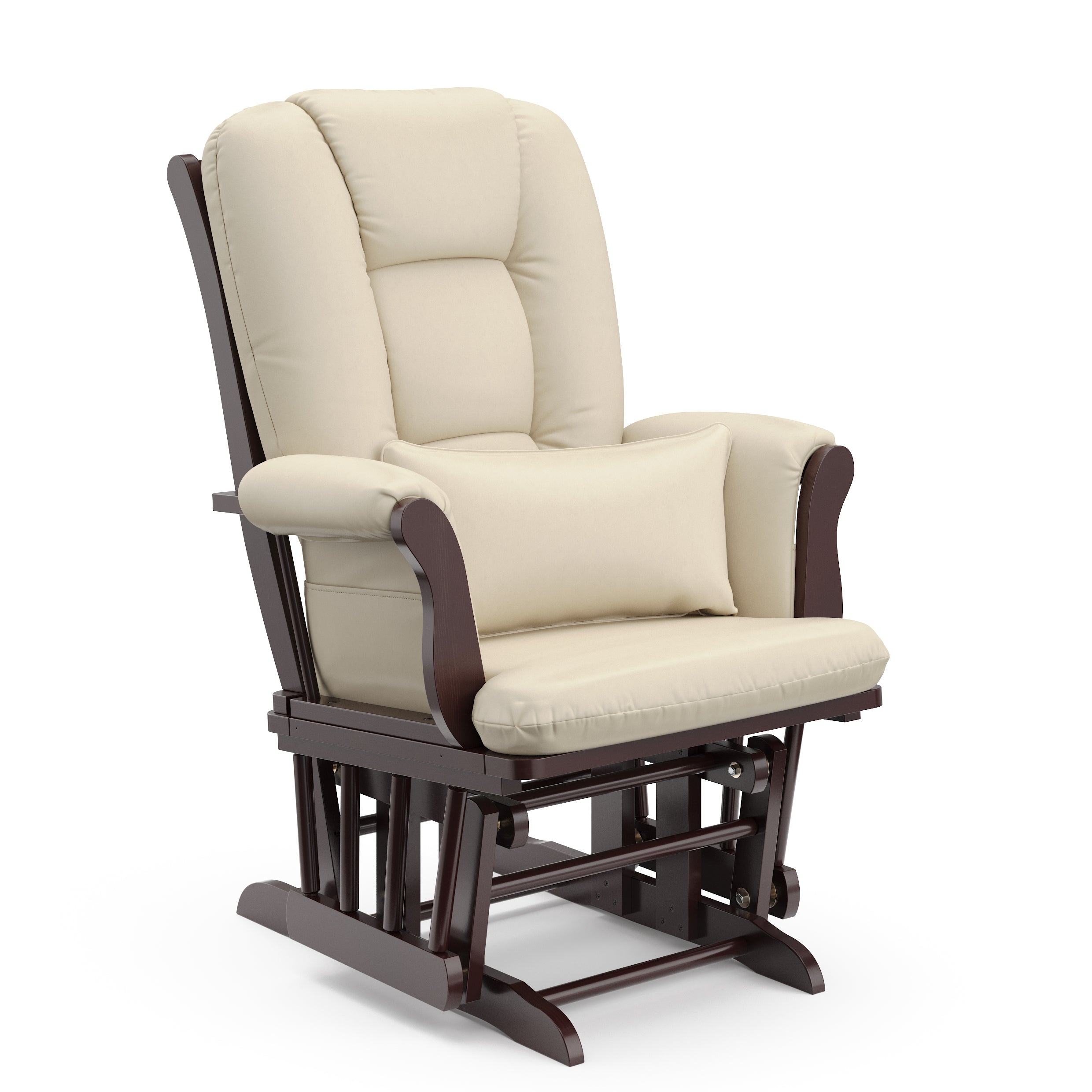 Tuscany espresso with beige glider angle view