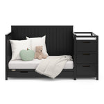 Hadley black crib and changer with drawer daybed conversion