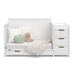 Hadley white crib and changer with drawer daybed conversion