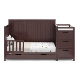 Hadley espresso crib and changer with drawer toddler bed conversion with one guardrail