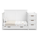 Hadley white crib and changer with drawer toddler bed conversion