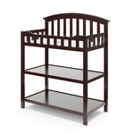 espresso angled changing table with two open shelves