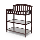 espresso angled changing table with two open shelves