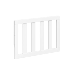 white toddler safety guardrail with slats