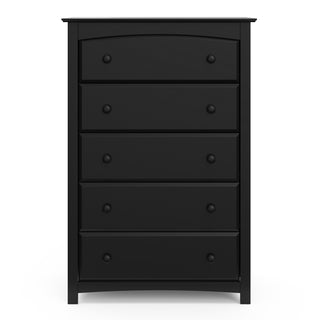 front view of black 5 drawer chest 