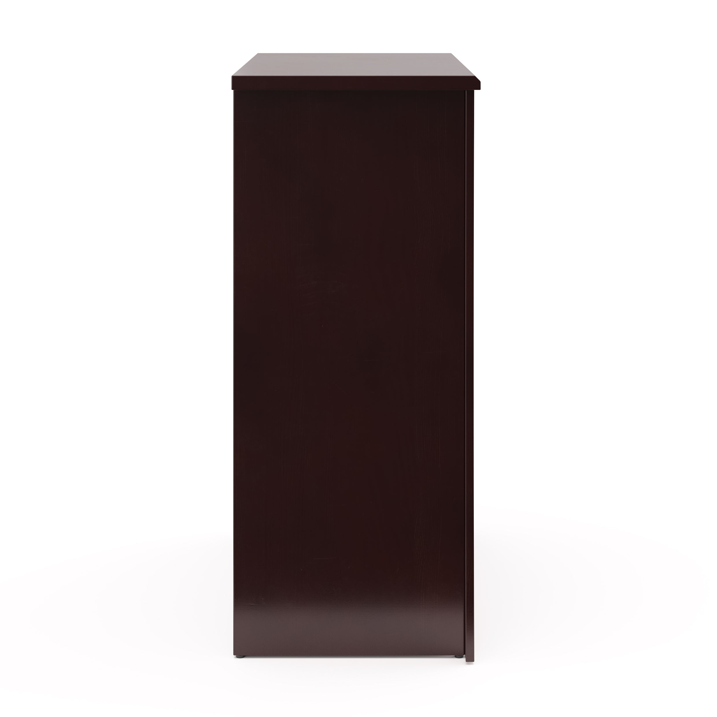 Side view of espresso 4 drawer chest