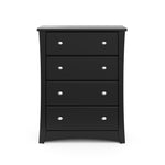Front view of black 4 drawer chest