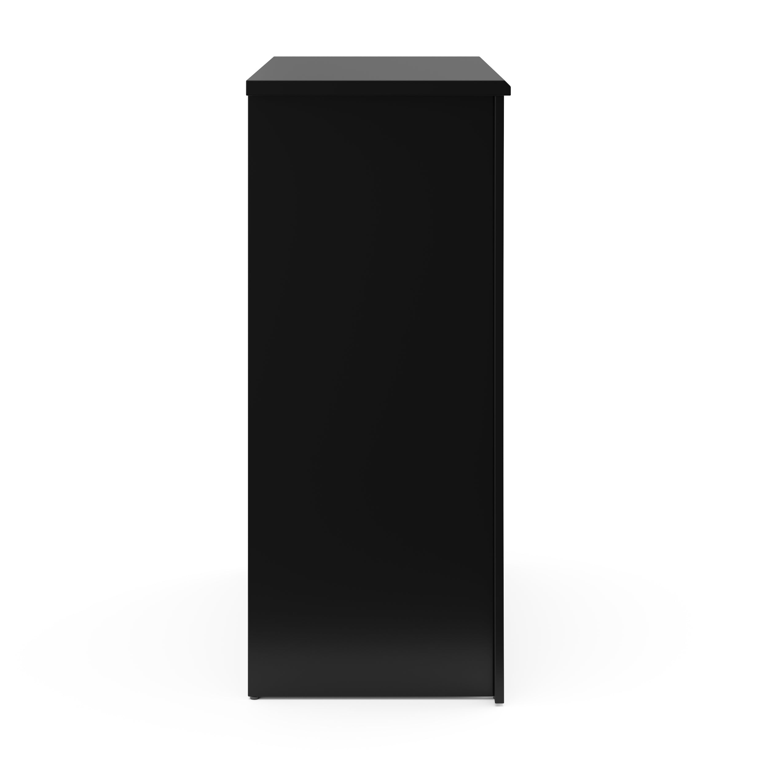 Side view of black 4 drawer chest