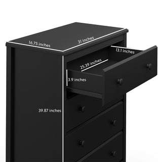 black 4 drawer chest, drawer dimension