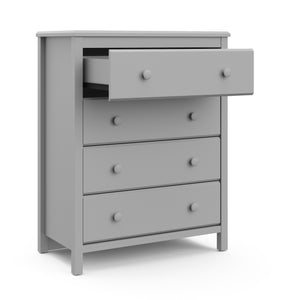 Pebble gray 4 drawer chest with open drawer