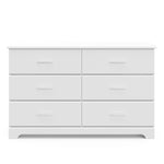 Front view of white 6 drawer dresser