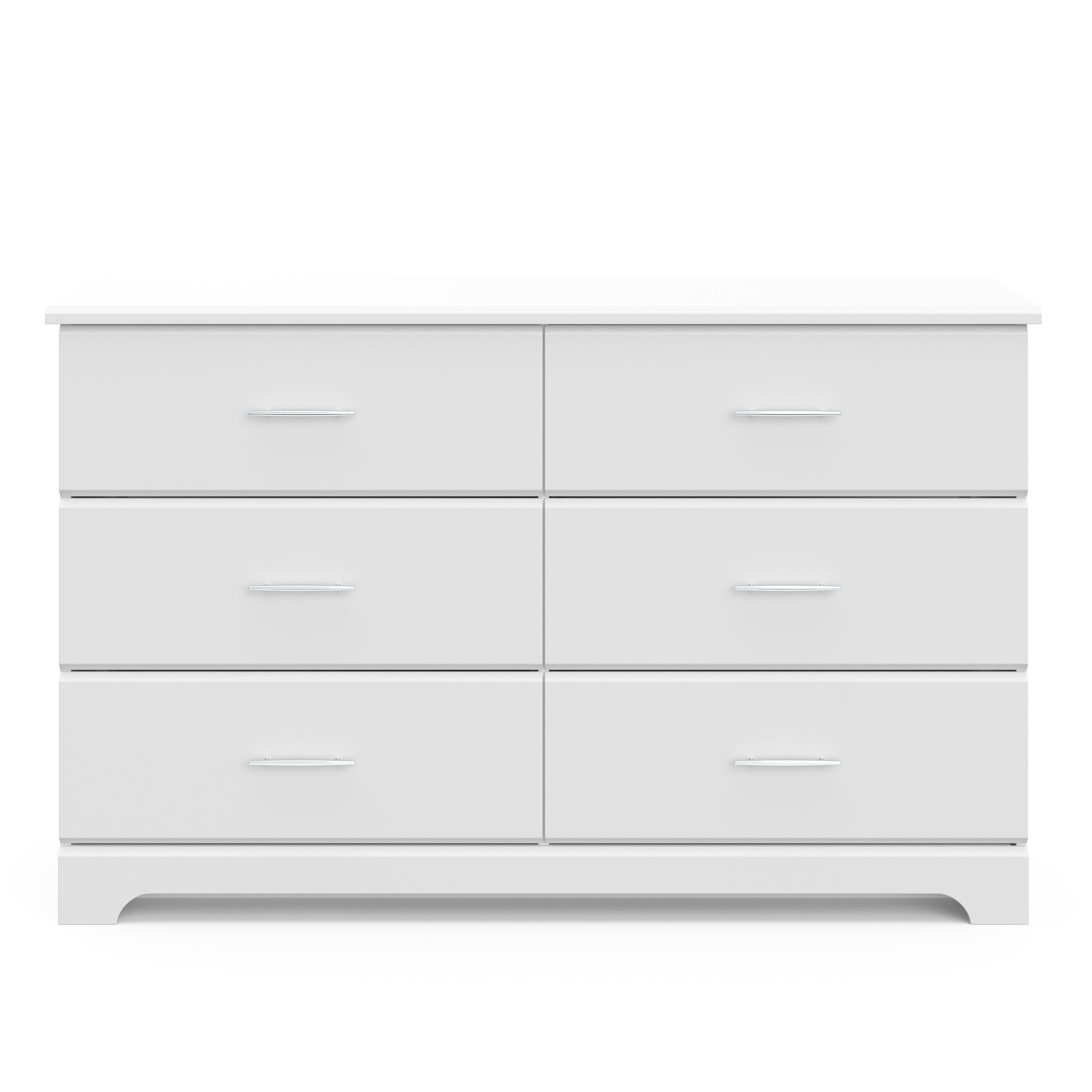 Front view of white 6 drawer dresser