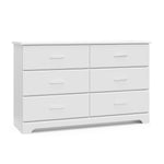 White 6 drawer dresser angled