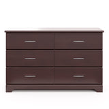 Front view of espresso 6 drawer dresser