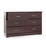 espresso 6 drawer dresser with open drawer