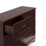 espresso 6 drawer dresser with open drawer