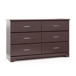 espresso 6 drawer dresser angled
