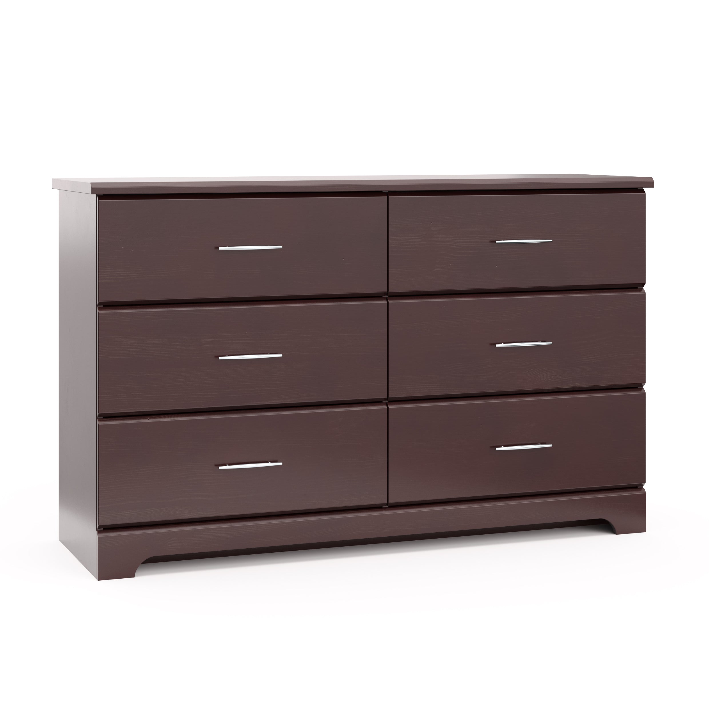 espresso 6 drawer dresser angled