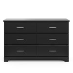 Front view of Black 6 drawer dresser