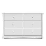 Front view of white 6 drawer dresser