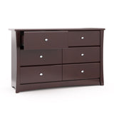 espresso 6 drawer dresser with open drawer
