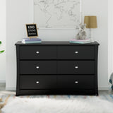Black 6 drawer dresser in nursery
