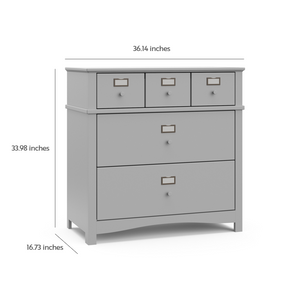 Pebble gray 3 drawer chest with dimensions