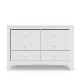 Front view of white 6 drawer dresser