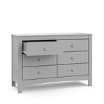 Pebble gray 6 drawer dresser with open drawer