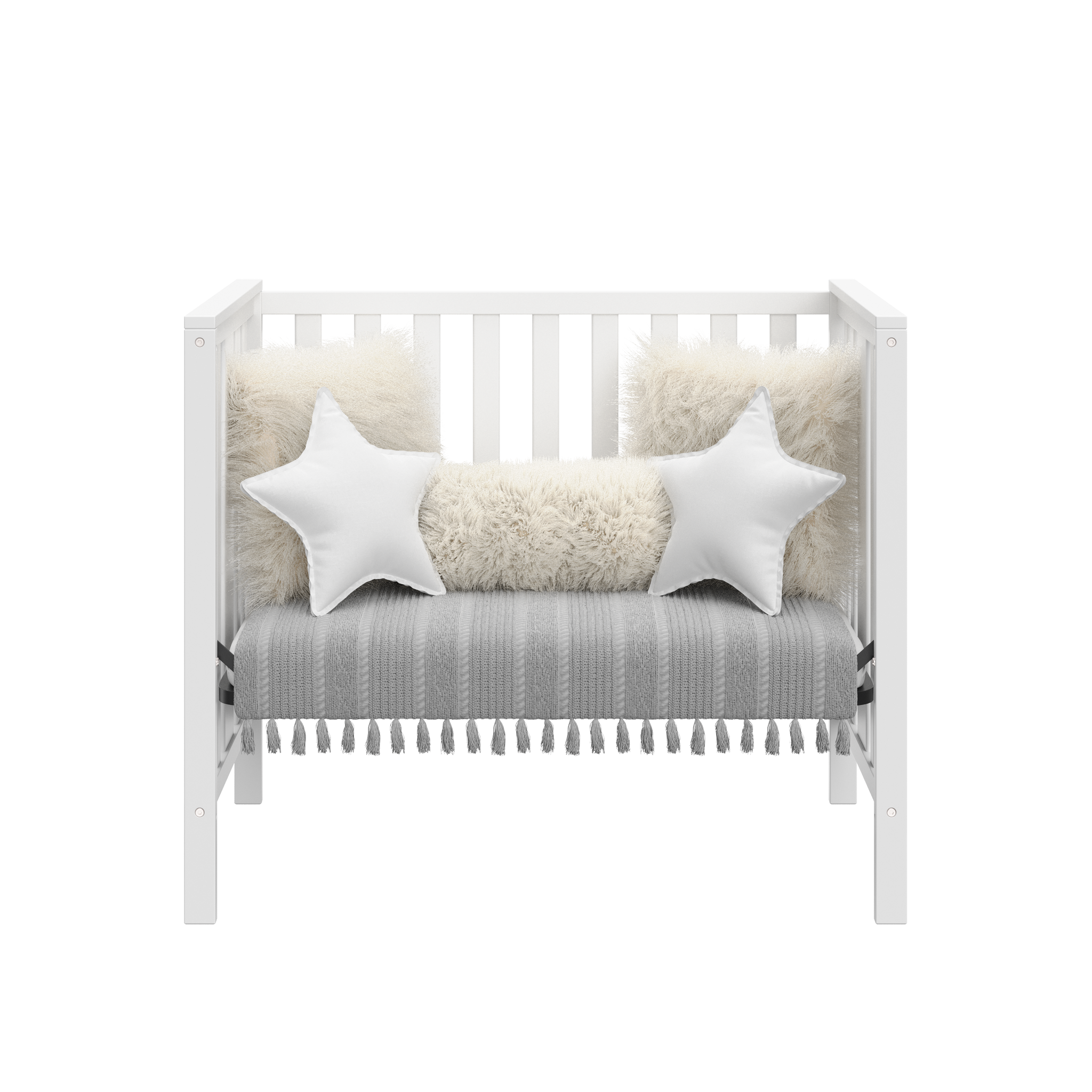 white crib in daybed conversion