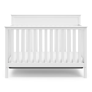 front view of white crib