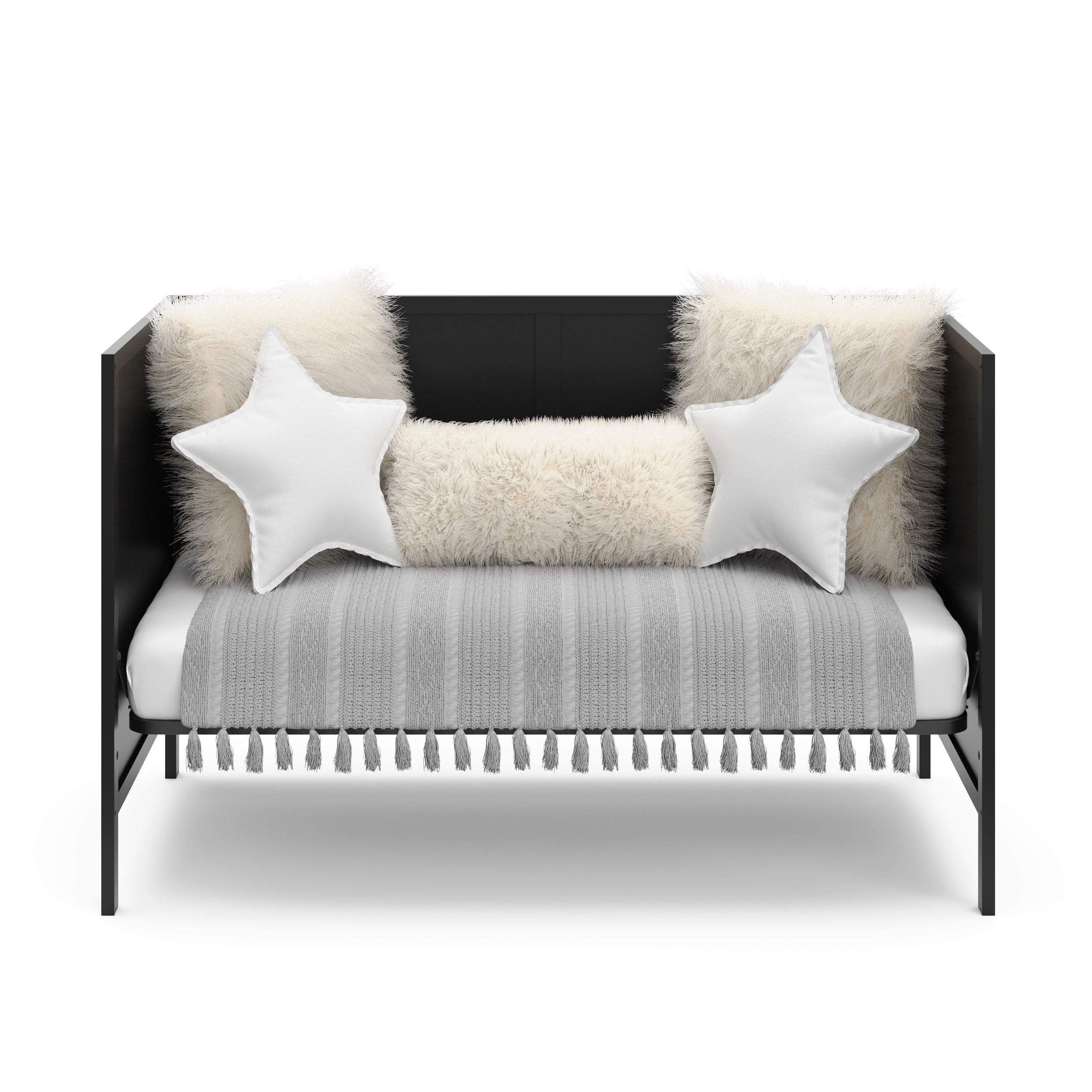 black crib in daybed conversion