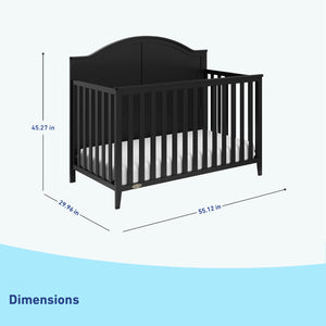 Black crib dimensions graphic