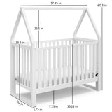 White crib dimensions graphic