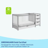 GREENGUARD Gold Certified Pebble gray and white crib and changer