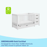 GREENGUARD Gold Certified White crib and changer