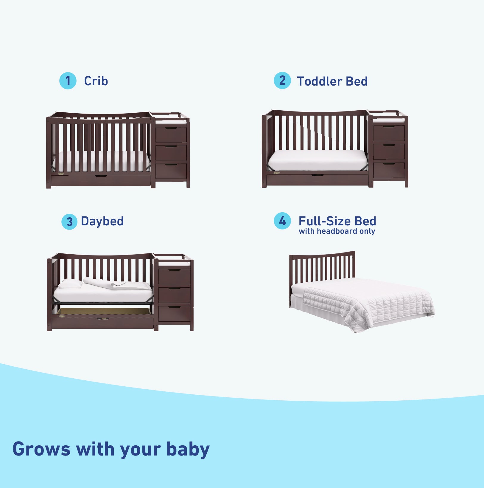 Graco® Remi 4-in-1 Convertible Crib & Changer with Drawer.