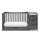 gray crib and changer with drawer in toddler bed conversion