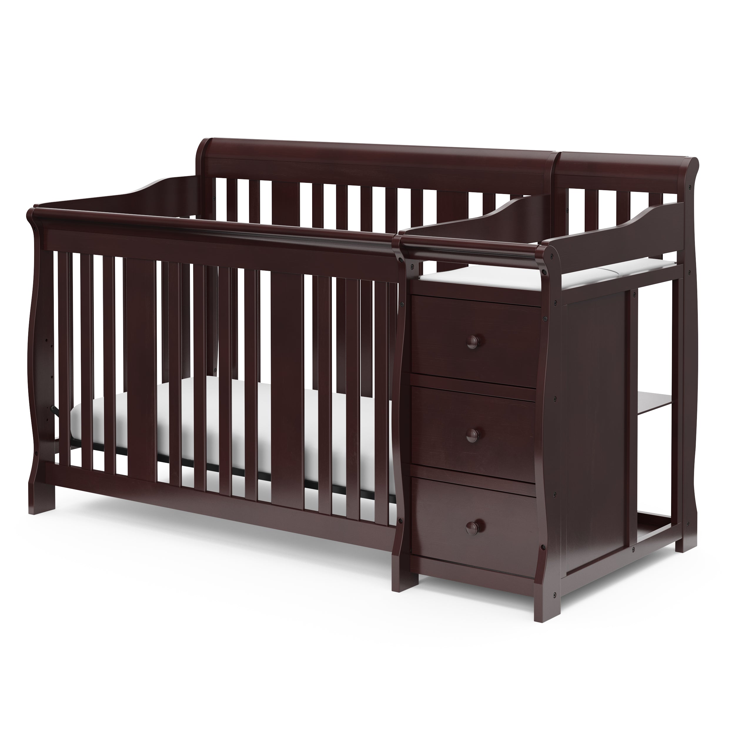 espresso crib and changer angled