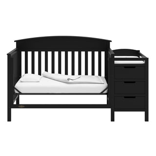 black crib and changer in daybed conversion