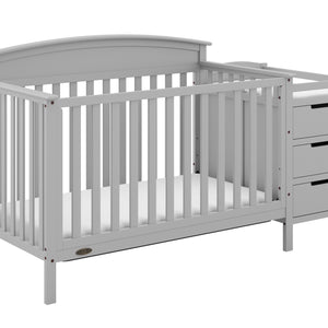 Pebble gray crib and changer angled