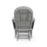pebble gray glider with light gray cushions back view