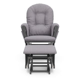 gray glider and ottoman with slate gray cushions front view