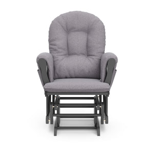 gray glider and ottoman with slate gray cushions front view
