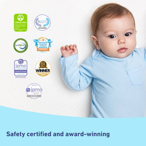 baby mattress awards and safety certifications graphic
