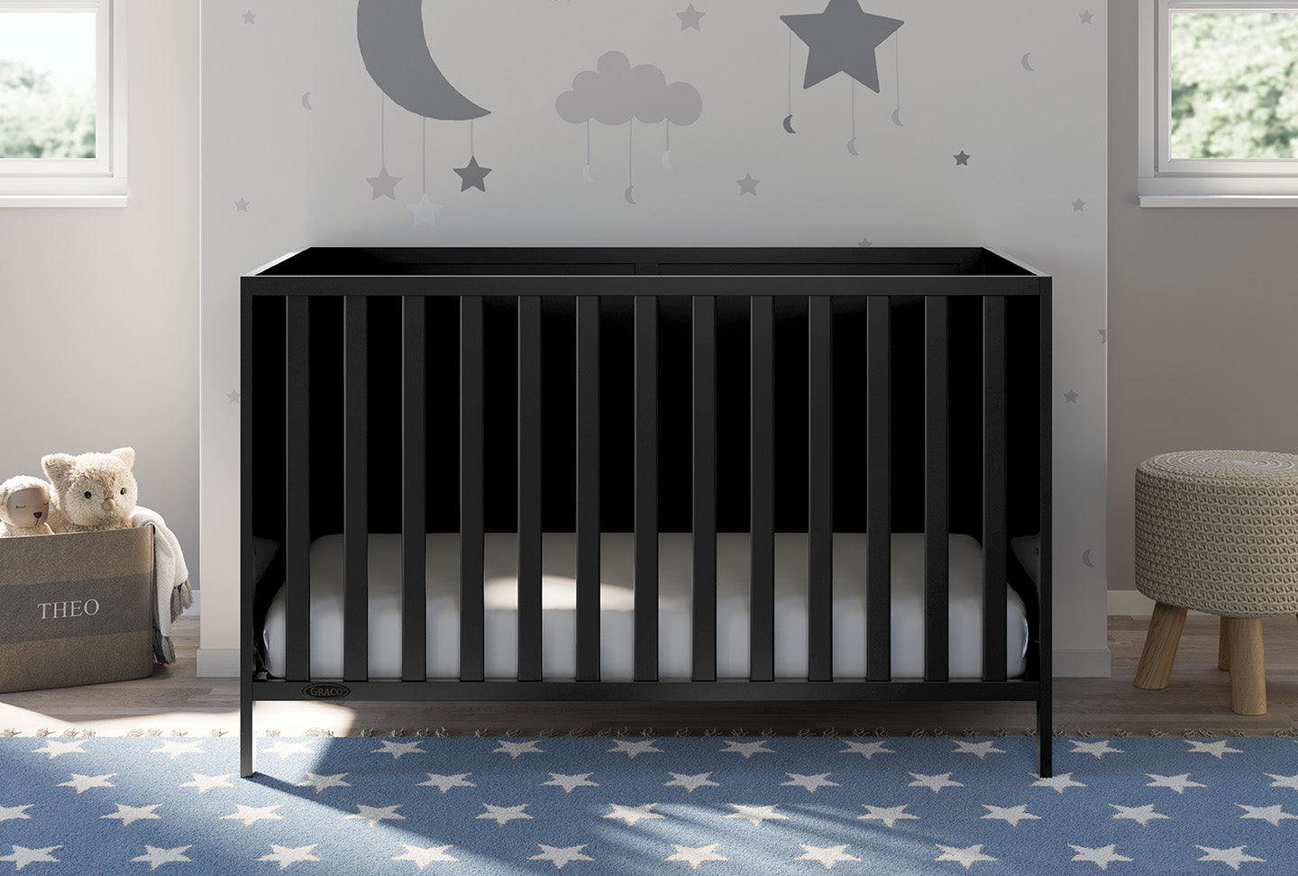 black crib in nursery