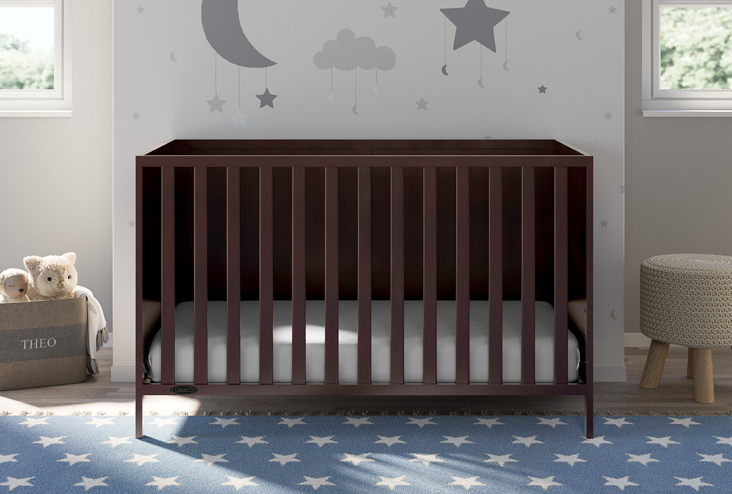 espresso crib in nursery