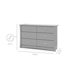 Pebble gray 6 drawer dresser with dimensions